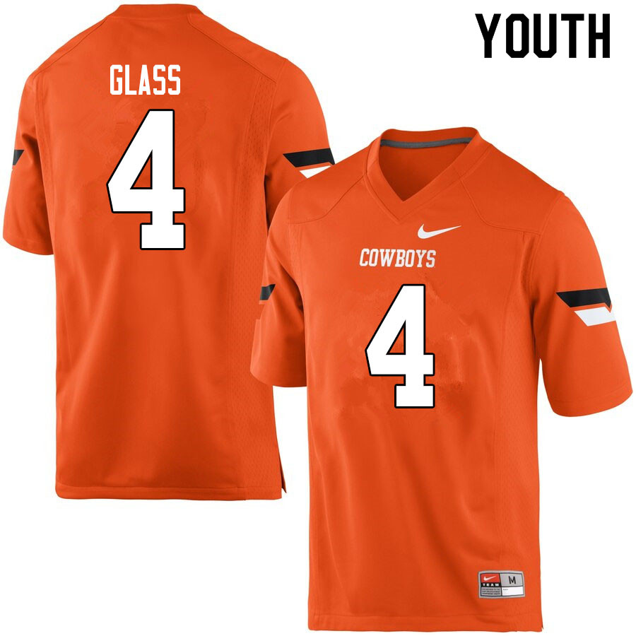 Youth #4 Deondrick Glass Oklahoma State Cowboys College Football Jerseys Sale-Orange - Click Image to Close